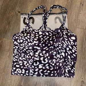 SHEIN cheetah print criss cross back sports bra